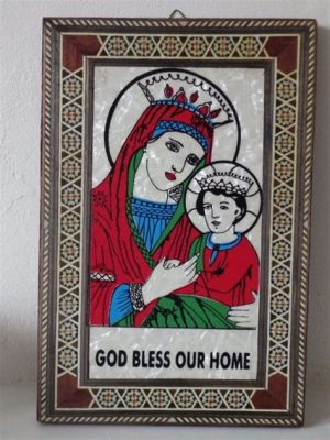 The Virgin and Child Panel: Intricate Inlay Work Meets Timeless Devotion!